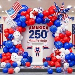 168pcs Red White and Blue Balloon Garland Arch Kit,Patriotic Decorations