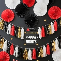 Paper Tassel, 20 Pack, Party Decorations for 20 Pcs Red Black White Gold