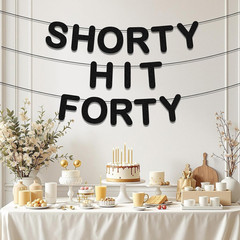 Pre-Strung Short 40Th Birthday Decoration Party Banner, Happy 40Th Birthday Deco