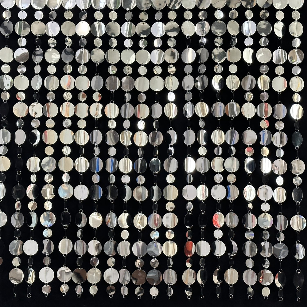Silver Shimmer Wall Backdrop, 20 Packs Silver Sequin Curtain Circle Dots Garland