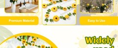 Sunflower Felt Garland Summer Flower Green Leaves Hanging Garland Floral Party