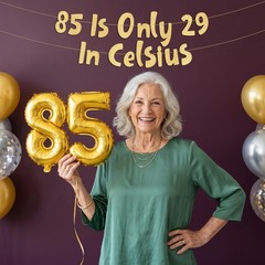 PreStrung 85 is Only 29 in Celsius Gold Glitter Banner 85th Birthday Decorat…