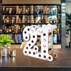 21st Decorations for Her Wooden Centerpieces for Tables, 21 Mini Liquor Bottl…