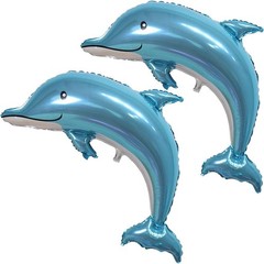2 PCS Large Dolphin Balloons 46 Inch Ocean Animal Foil Mylar Party Decorations