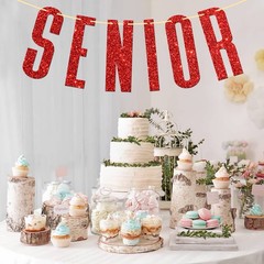 Red Glitter Senior Banner/Congrats Grad/High 3 inches by 0.1 inches,