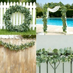 4 Packs 5.74 Ft Artificial Eucalyptus Garland Leaves with Flowers Artificial