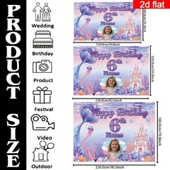 2D flat banner 1pc Customizable Portrait Age Name Birthday Party Banner Decor ◐