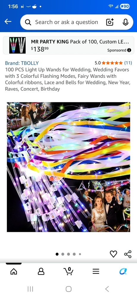 TBOLLY 100pcs LED Light Up Wands, Multicolor Ribbon, Plastic, Wedding