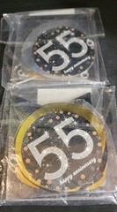 «Cheers to 55 Years» Anniversary banner party decorations 24 Spirals Gold Silver