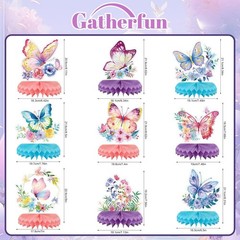 9-Piece Butterfly Table Centerpieces Set Honeycomb Spring Birthday Party Deco…