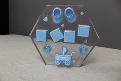 Hand crafted epoxy art !!!Blue Plastic Baby Shower Decoration with Blocks