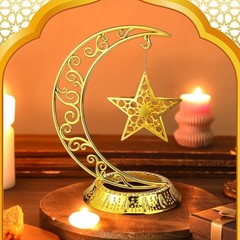 Ramadan Decorations Metal Eid Mubarak Table Decoration Moon Hollow Star Gold