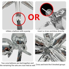 60Pcs Silver Star Balloons Birthday Decorations Explosion Mylar Balloons 12 S…