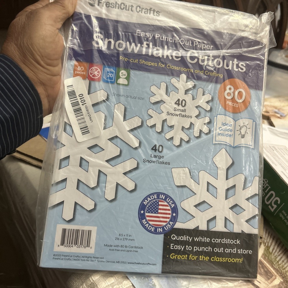 80 Pieces Snowflake Paper Cutouts with IDEA Guide, 2-Sided US Made Card Stock…