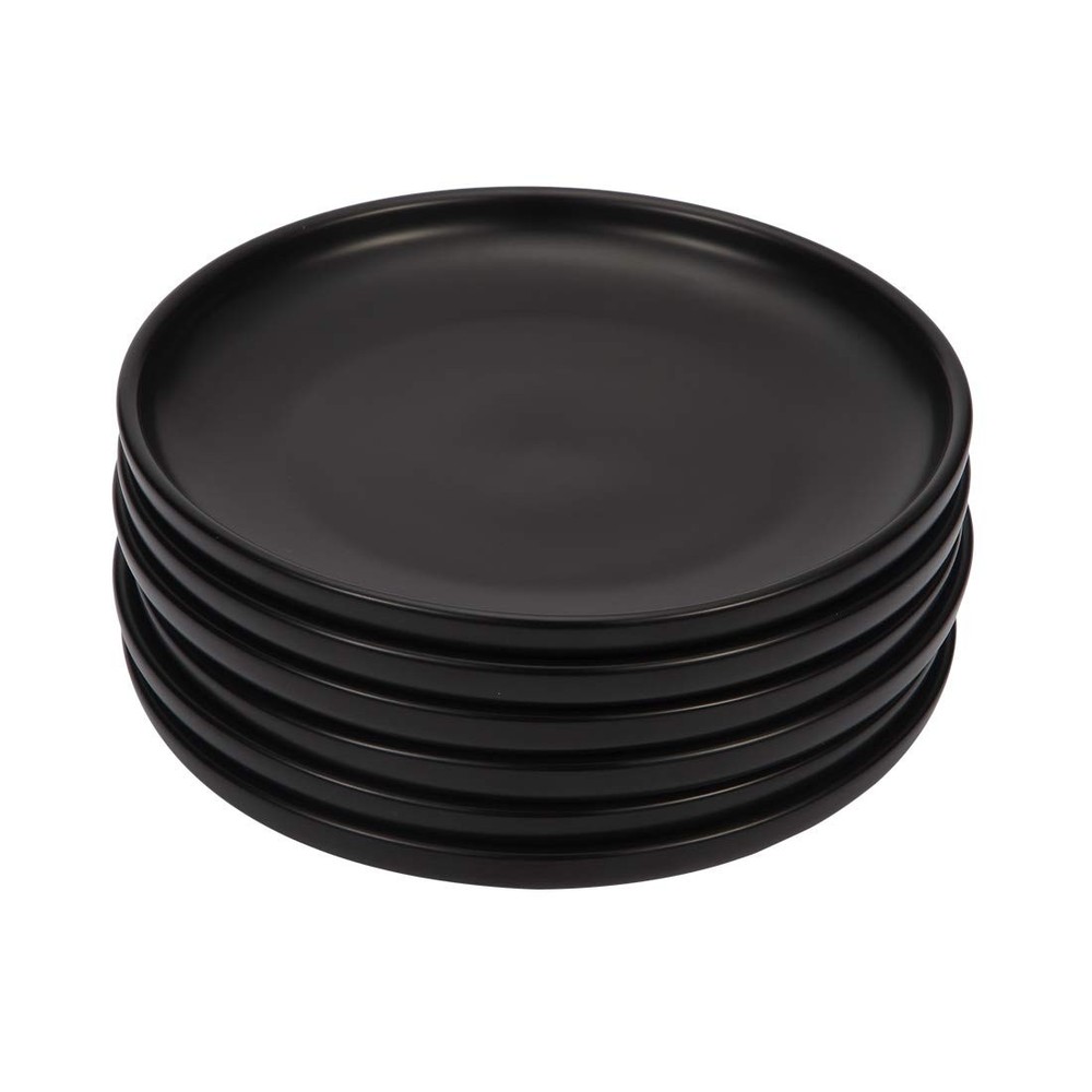 BonNoces 6 Inches Small Appetizer Plates Matte Porcelain, Small, Black