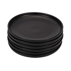 BonNoces 6 Inches Small Appetizer Plates Matte Porcelain, Small, Black