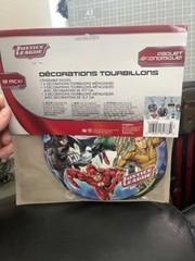 JUSTICE LEAGUE HANGING SWIRL DECORATIONS (12) ~ Birthday Party Supplies Foil New