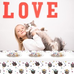 Complete Cat Birthday Party Set – 41Pcs Tableware for 20 Guests, Easy Clean-Up