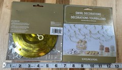 2 Pkgs 12 PC Amscan Gold Swirl Decorations 22 Inch (24 Total Swirl Decorations)