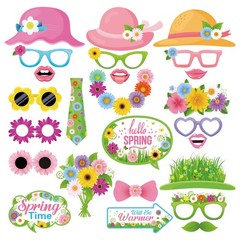Spring Photo Booth Props with Sticks,Flowers Photo Booth Props,Spring Party D…