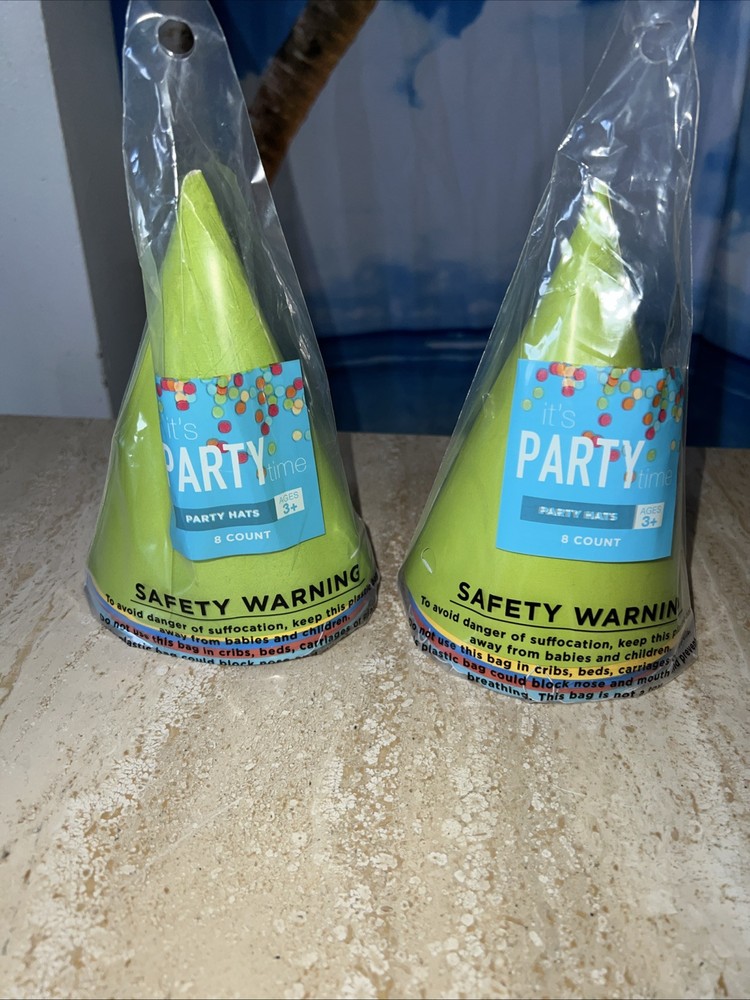 It’s Party Time Party Hats 8 Multi Colored Hats Ages 3+