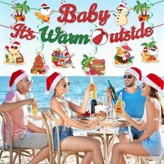 Summer Christmas Party Decorations Banner and Hanging Swirls | Baby It’s Warm