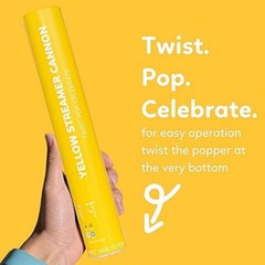 2 Pack Streamer Confetti Poppers, 12» Biodegradable Yellow Cannon, Pride Party