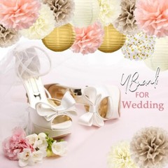 16 Pcs Party Decorations – Paper Lanterns, Pom Poms For Wedding, Birthday, Etc