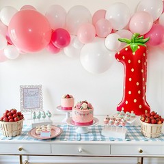 40 Inch Strawberry Number 1 Balloon Berry First Birthday Décor for Baby Girls…