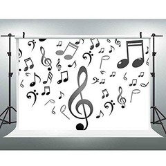 5(W) x3(H) FT Music Note Backdrop Musical Doodle Pattern Photography