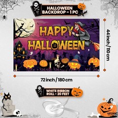 KatchOn Spooky Happy Halloween Banner – XtraLarge, 72×44 Purple and Orange