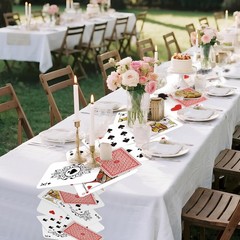 1 Pcs Wonderland Tea Party Decoration 12 × 72 Inches Poker Linen Table Runner