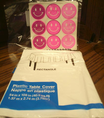 Bundle Party White Table Cover (54×108″) + 12ct Smiley Faces Napkins Fun! AA34