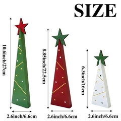 Wooden Christmas Trees Tabletop Decoration Set 3 Piece Freestanding Rustic Ho…