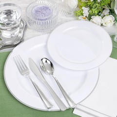 SUT 175 Piece Silver and White Plastic Dinnerware Set for 25 Guests, Disposab…