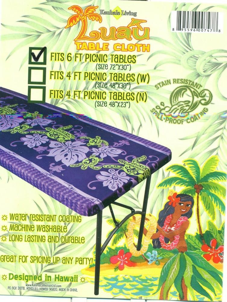 Hawaiian Fitted Tablecloth Fits 6 feet 72×30″ picnic table Luau party