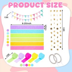 313 Pcs Macaron Fancy Party Decorations, Pastel Burlap Pennant Banner Flags, …