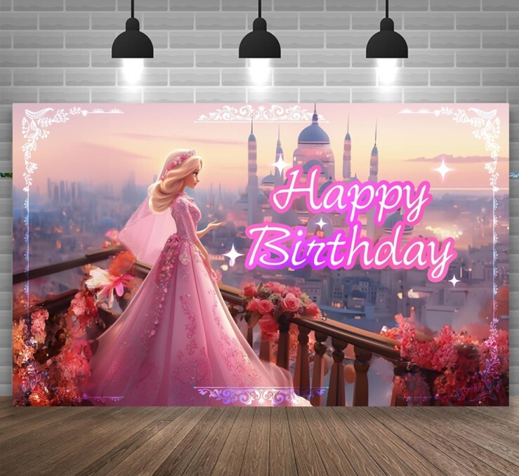 Princess Happy Birthday Backdrop 71×43 Inches – New 👑