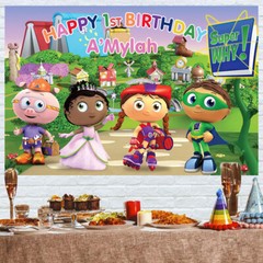 Super Why Personalised Custom Party Supplies Birthday Backdrop Vinyl 5x3ft
