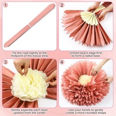 5 Pcs 30» 24» Pink Giant Paper Flower Boho Large Tissue Paper Flower for Wa…