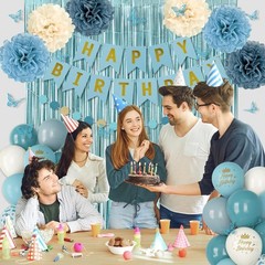 Elegant Blue Birthday Decorations Set – 58 Pieces for Spectacular Celebrations
