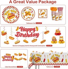 Vibrant Hot Dog Party Supplies Set – 191 Pieces for Memorable Celebrations