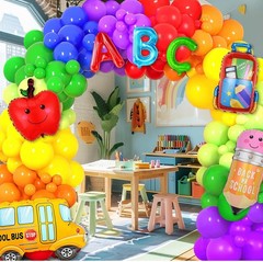 Back to School Balloon Arch Garland Kit, 169 pcs Rainbow Balloons & Mylar Bal..