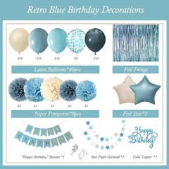 Blue Decorations – Blue Party Decor Balloons with Happy Banner Fringe Curtain…