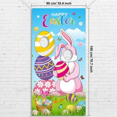 Easter Party Decorations Easter Bunny Photo Door Banner Large Fabric Happy Fest