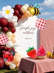 8pcs Picnic Balloons Gingham Balloons Picnic Party Decoration BBQ Themed Part…