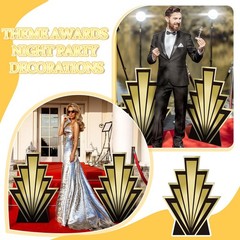 2 PCS 3.1 Ft 1920’s Theme Awards Night Party Decoration Art Cardboard StandUp