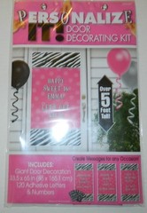 PERSONALIZE IT! DOOR DECORATING KIT* Black White Pink Zebra SWEET 16 Party NEW