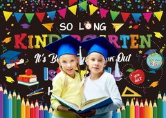 2026 Kindergarten Graduation Banner Backdrop 6x4FT So Long Kindergarten It’s Bee