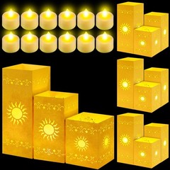 Grinsvalley 12 Pcs Princess Sun Lantern Centerpieces for Table 3 Size Gold Pr…
